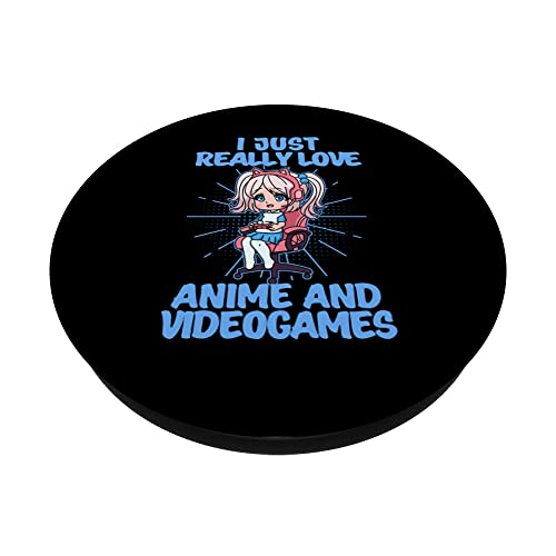 Chibi Anime Chica Gaming Lover Videojuegos Otaku Anime Gamer PopSockets PopGrip Intercambiable