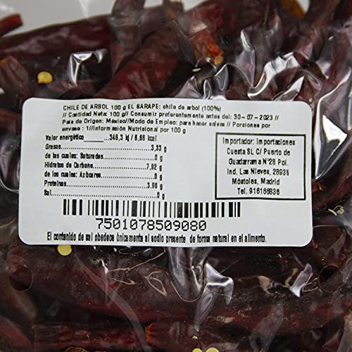 Chile de árbol deshidratado - 100g