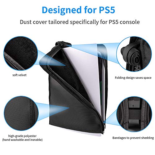 CHIN FAI para PS5 Dust Cover, Anti Scratch Waterproof Dust Protector para Playstation 5 Console Edición Digital y Edición Regular-Negro