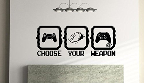 Choose Your Weapon - Arte de pared para niños, dormitorio, sala de juegos, vinilo adhesivo decorativo (57 cm x 23 cm) envío gratis de primera clase (negro)