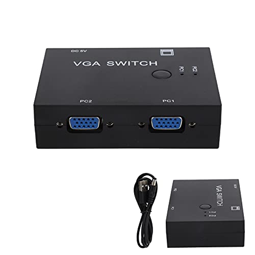 ciciglow VGA 2 en 1 Salida 1 Puerto VGA Switch, VGA Video Sharing Adapter 2 en 1 out Manual Switcher Two Way VGA Vedio Switch VGA Switcher para PC TV Monitor