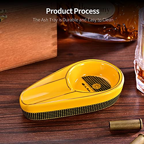 CIGARLOONG Cenicero de cigarros solo clásico cenicero de cerámica uso al aire libre o en interiores (negro)