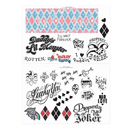Cinereplicas DC Comics - Tatuajes temporales de Harley Quinn - Licencia Oficial