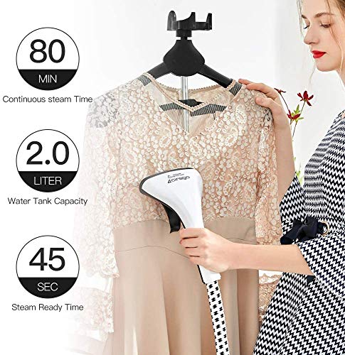 cirago Plancha de Vapor Vertical para Telas y Ropa, 2.2 L (740Z), 80 Minutos de Vapor Continuo, 2 Niveles de Ajuste de Vapor con Accesorio para Diferentes Telas/Percha/Guantes Anti-Quemaduras