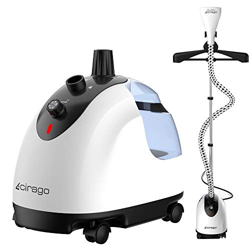 cirago Plancha de Vapor Vertical para Telas y Ropa, 2.2 L (740Z), 80 Minutos de Vapor Continuo, 2 Niveles de Ajuste de Vapor con Accesorio para Diferentes Telas/Percha/Guantes Anti-Quemaduras