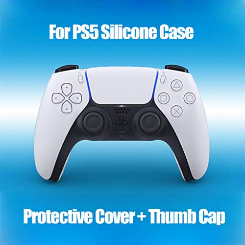ciriQQ Funda protectora de silicona para PS5 con joystick para el pulgar, se aplica a la consola S-o-n-y PlayStation 5, para mando inalámbrico DualSense.