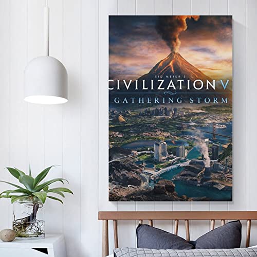 Civilization 6 Gathering Storm Juego de portada de lienzo y arte de pared, impresión moderna de decoración de dormitorio familiar para familiares y amigos, 60 x 90 cm