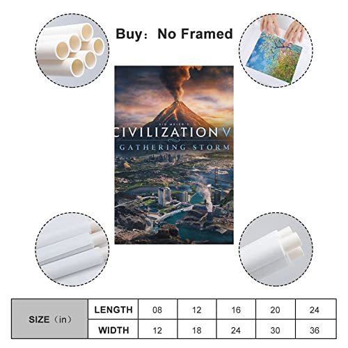 Civilization 6 Gathering Storm Juego de portada de lienzo y arte de pared, impresión moderna de decoración de dormitorio familiar para familiares y amigos, 60 x 90 cm