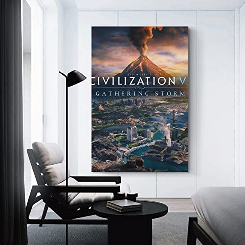 Civilization 6 Gathering Storm Juego de portada de lienzo y arte de pared, impresión moderna de decoración de dormitorio familiar para familiares y amigos, 60 x 90 cm