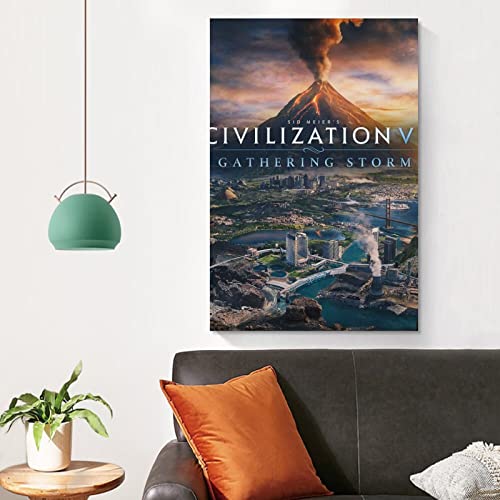 Civilization 6 Gathering Storm Juego de portada de lienzo y arte de pared, impresión moderna de decoración de dormitorio familiar para familiares y amigos, 60 x 90 cm