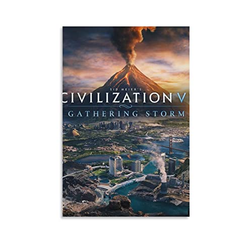 Civilization 6 Gathering Storm Juego de portada de lienzo y arte de pared, impresión moderna de decoración de dormitorio familiar para familiares y amigos, 60 x 90 cm