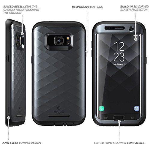 Clayco Funda Galaxy S7 Edge [Hera Series] Case Resistente con Protector de Pantalla Integrado para Samsung Galaxy S7 Edge (Version 2016) Negro