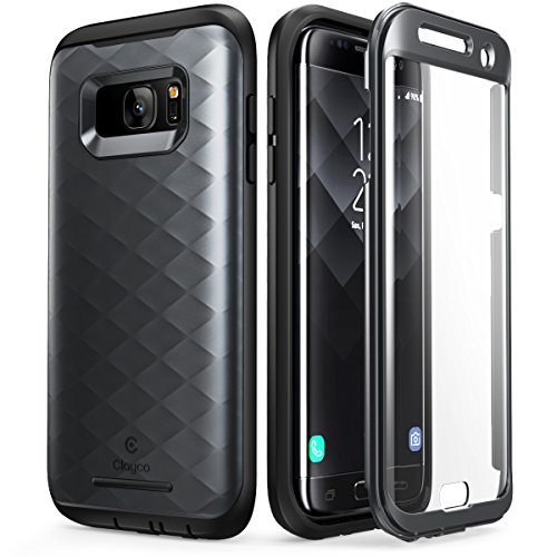 Clayco Funda Galaxy S7 Edge [Hera Series] Case Resistente con Protector de Pantalla Integrado para Samsung Galaxy S7 Edge (Version 2016) Negro