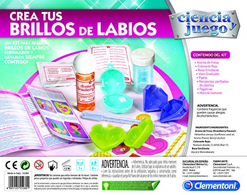 Clementoni-55280 - Crea tus Brillos de Labios - juego científico a partir de 8 años