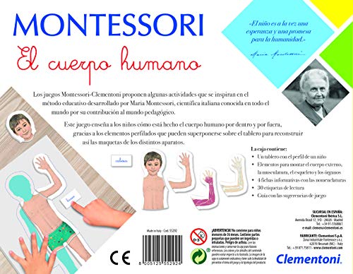 Clementoni-55292 - Montessori - El Cuerpo Humano - juego educativo montessori a partir de 3 años