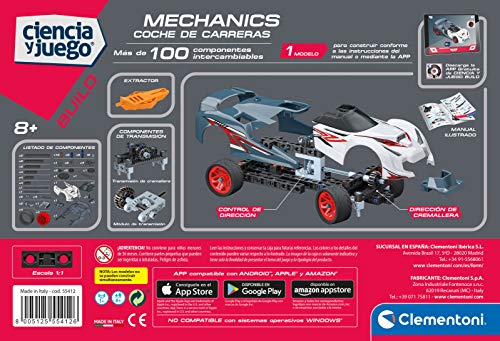 Clementoni-55412 - Mechanics - Coche de Carreras - juego de construcciones mecánica a partir de 8 años