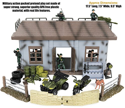 Click N' Play Juego de juego de 51 piezas con accesorios para el centro de mando militar de varios niveles.