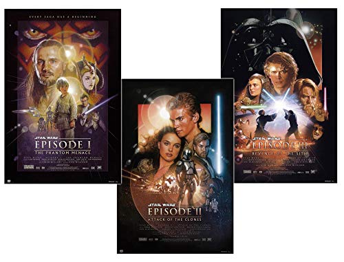 Close Up Juego de 3 pósteres de Star Wars Episodio I-III (61 cm x 91,5 cm)
