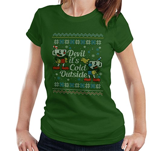 Cloud City 7 Devil Its Cold Outside Cuphead Christmas Knit Women's T-Shirt