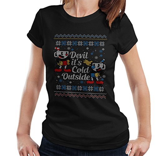 Cloud City 7 Devil Its Cold Outside Cuphead Christmas Knit Women's T-Shirt