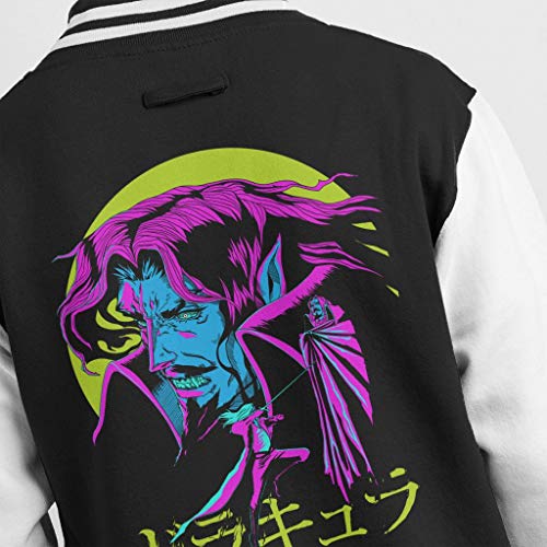Cloud City 7 Dracula Japanese Text Castlevania Men's Varsity Jacket Blanco/Negro XXL