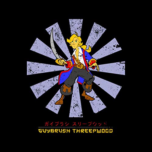 Cloud City 7 Guybrush Threepwood Retro Japanese Kid's Varsity Jacket Black/White (3-4 Años) XS