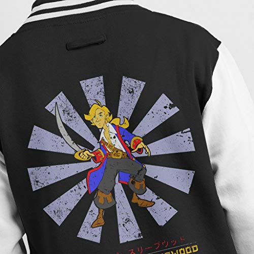 Cloud City 7 Guybrush Threepwood Retro Japanese Kid's Varsity Jacket Black/White (3-4 Años) XS