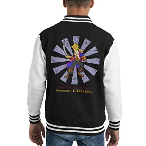 Cloud City 7 Guybrush Threepwood Retro Japanese Kid's Varsity Jacket Black/White (3-4 Años) XS