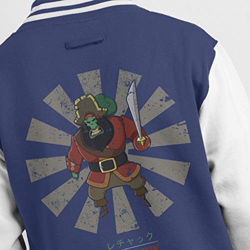 Cloud City 7 LeChuck Retro Japanese Monkey Island Kid's Varsity Jacket Navy/Blanco (3-4 Años) XS