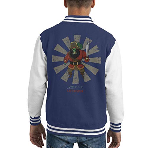 Cloud City 7 LeChuck Retro Japanese Monkey Island Kid's Varsity Jacket Navy/Blanco (3-4 Años) XS