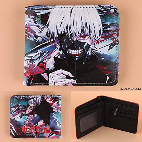 cluis Anime Tokyo Ghoul - Monedero de piel sintética con tarjetero plegable, con ventana de identificación estilo 2 Talla única