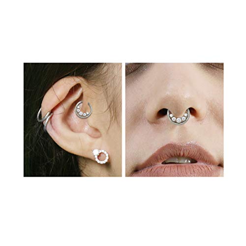 CM Crareesi Mania Aro de nariz para septum Daith Clicker de acero inoxidable quirúrgico de 16 g, para mujer, pendientes de Daith Tragus