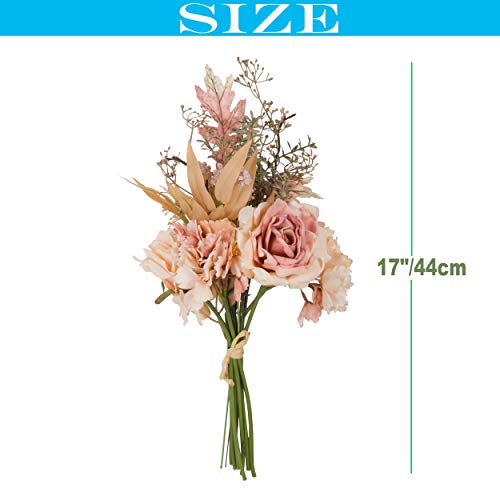 cn-Knight Ramo de flores artificiales con hortensias y rosas, 2 unidades de 47 pulgadas ramo de boda para dama de honor, ramo de novia, decoración del hogar, centros de mesa (champán rosa)