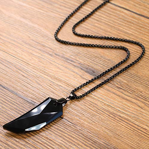 COAI Collar de Acero con Colgante Punta de Flecha de Obsidiana