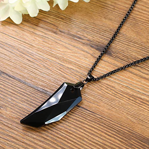 COAI Collar de Acero con Colgante Punta de Flecha de Obsidiana