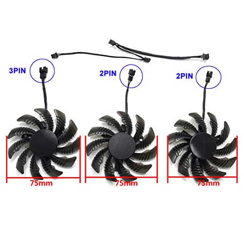 Cobeky Enfriador de GPU 75MM PLD08010S12H GTX970 Ventilador de enfriamiento Tarjetas Fit for Gigabyte GTX 970 Windforce G1 R9-280X GV-R928XWF3-3GD GV-R928XOC R280XOCVentilador de la Tarjeta gráfica