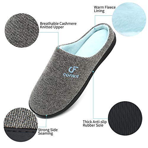 Coface Zapatillas-De-Casa-Hombre-Pantuflas-Suela-de-Memoria, Zapatos Invierno de La Casa, Hombre Zapatilla de Estar Antideslizante Felpa Cálido Pantufla Deslizantes Slipper Interiores y Exteriores