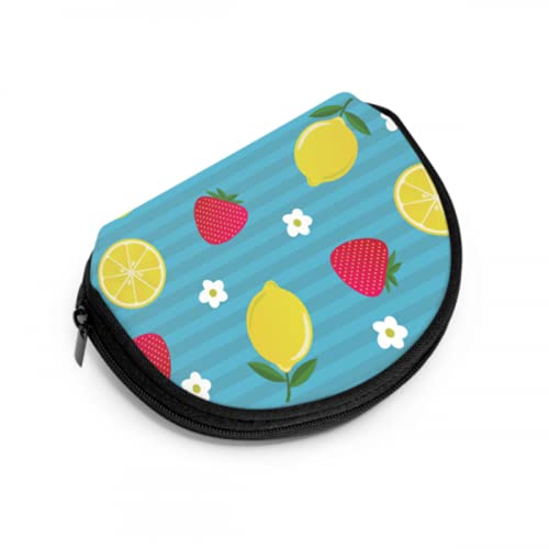 Coin Pouch For Men Strawberry Lemon Fruit Wallet Coin Purse Key Coin Pouch with Zipper Mini Cosmetic Makeup Bags For Women Girls Party Gifts and Decorations