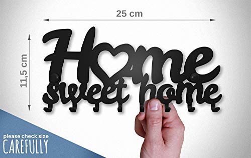 Colgador Llaves de Pared Home Sweet Home (8 Ganchos) Guardallaves Cuelga Decorativo Ganchos de Metal Para Cocina, Puerta de Casa | Portallaves Perchas Organizador | Decoración Vintage