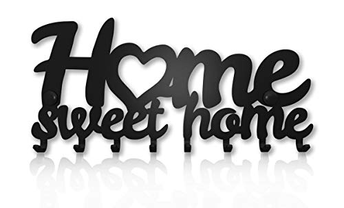 Colgador Llaves de Pared Home Sweet Home (8 Ganchos) Guardallaves Cuelga Decorativo Ganchos de Metal Para Cocina, Puerta de Casa | Portallaves Perchas Organizador | Decoración Vintage