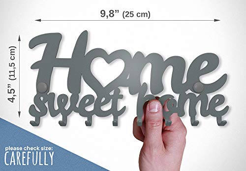 Colgador Llaves de Pared Home Sweet Home (8 Ganchos) Guardallaves Cuelga Decorativo Ganchos de Metal Para Cocina, Puerta de Casa | Portallaves Perchas Organizador | Decoración Vintage