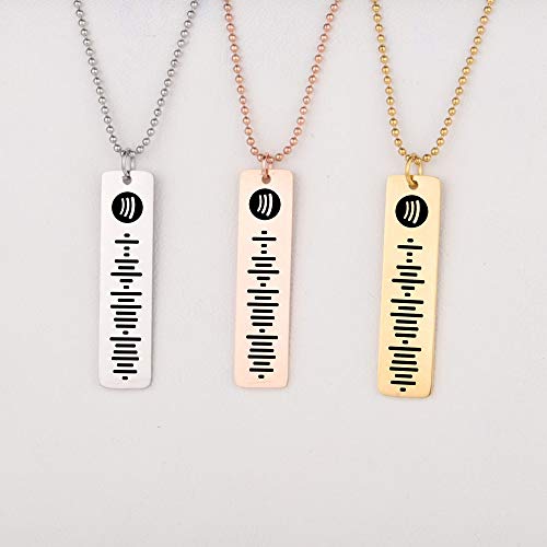 Collar con colgante de barra de código de Spotify de música personalizada, collar con código de Spotify grabado personalizado, joyería para parejas, regalos