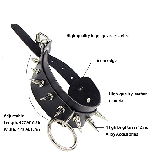 Collar Gótico de Punk, Collar Punk, Collar Cuero Punk, Gargantilla Ajustable Negra, Cadena de Clavícula e Cuero De PU, Collar Juntas TóricasCollar para Mujer, Niña, Fiesta, Cosplay, Street Beat