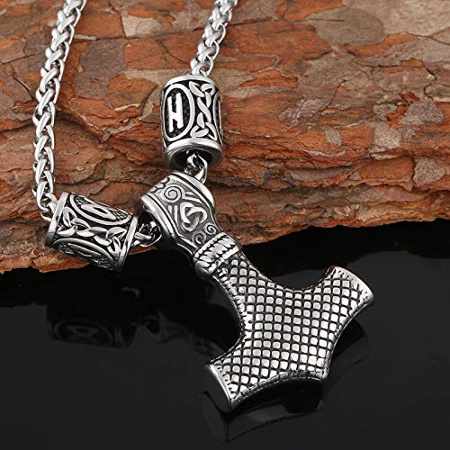 Collar NóRdico De Weijing, Martillo De TrúBido De Acero Inoxidable O'Din Rune Colgante Colgante, JoyeríA De Los Hombres