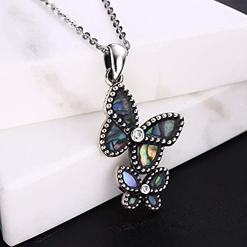 Collares para Mujer, Mariposa Collar Plata de Ley 925, Nácar Abulón Colgante de Animal, Personalizado Joyería, Quiero Estar contigo Siempre, Regalos para Madre Hija Esposa Compañera(Abulón)