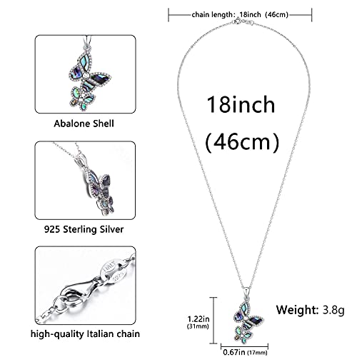 Collares para Mujer, Mariposa Collar Plata de Ley 925, Nácar Abulón Colgante de Animal, Personalizado Joyería, Quiero Estar contigo Siempre, Regalos para Madre Hija Esposa Compañera(Abulón)