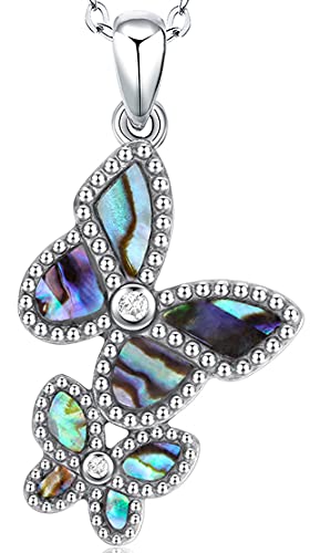 Collares para Mujer, Mariposa Collar Plata de Ley 925, Nácar Abulón Colgante de Animal, Personalizado Joyería, Quiero Estar contigo Siempre, Regalos para Madre Hija Esposa Compañera(Abulón)