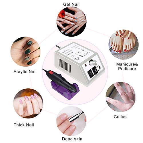 Colomba Torno Para Uñas,Limas de Uñas,Herramienta de Lijado y Pulido Lima Electrica Uñas de Vlocidad Ajustable para Manicura Pedicura, Set de Manicura para Salón DIY 20000 RPM