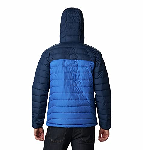 Columbia Powder Lite Hooded , Chaqueta Hombre, Azul (Bright Indigo, Collegiate Navy), L