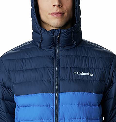 Columbia Powder Lite Hooded , Chaqueta Hombre, Azul (Bright Indigo, Collegiate Navy), L